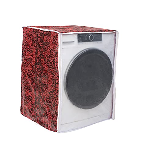 Classic® Front Load Washing Machine Cover Suitable for LG 5.5 Kg, 6 Kg, 6.5 Kg (50cmsX63cmsX81cms, Red Flower) - Image 1
