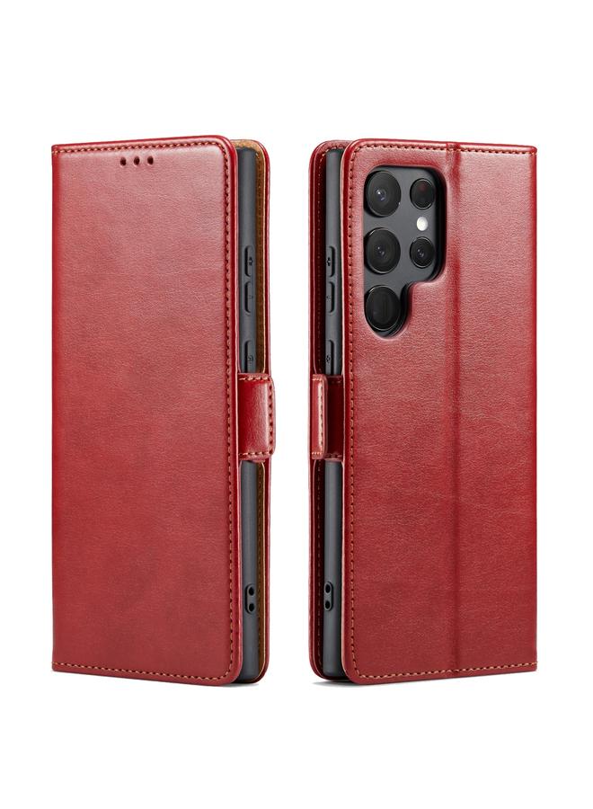 The Bros Case For Samsung Galaxy S23 Ultra 5G Fierre Shann PU Genuine Leather Texture Leather Phone Case
