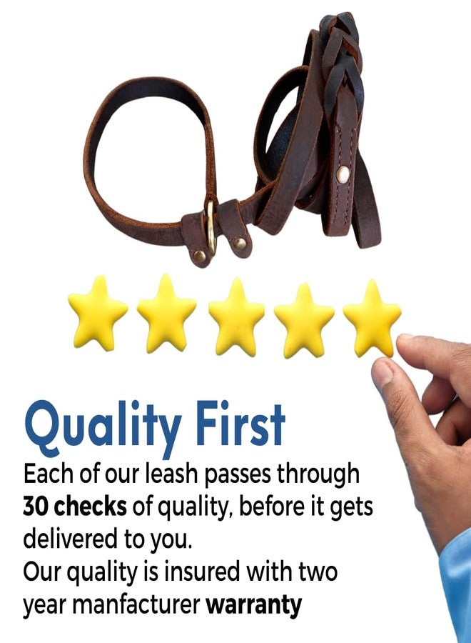 Leatherow Premium Leather Dog Training Slip Leash, 1/2 Inch Wide, Heavy Duty Lead, Adjustable with Slider, Soft Braided, for Small to Large Dogs (Brown, 6 ft) - Image 5