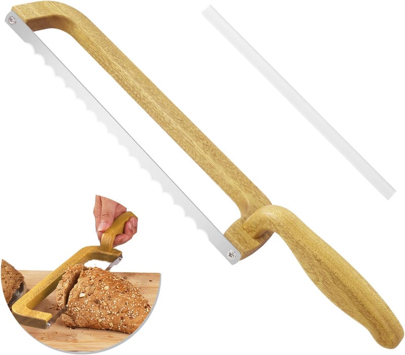 Ittnim Bread Knife for Homemade Bread, Sourdough Bread Cutter, 15" Wooden Bread Bow Knife with Improved Grip, Thickened Stainless Steel Blade Easy to Cut Sourdough Bread, Baguettes and Fruits - Image 1