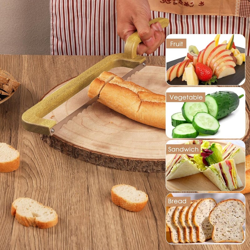 Ittnim Bread Knife for Homemade Bread, Sourdough Bread Cutter, 15" Wooden Bread Bow Knife with Improved Grip, Thickened Stainless Steel Blade Easy to Cut Sourdough Bread, Baguettes and Fruits - Image 4