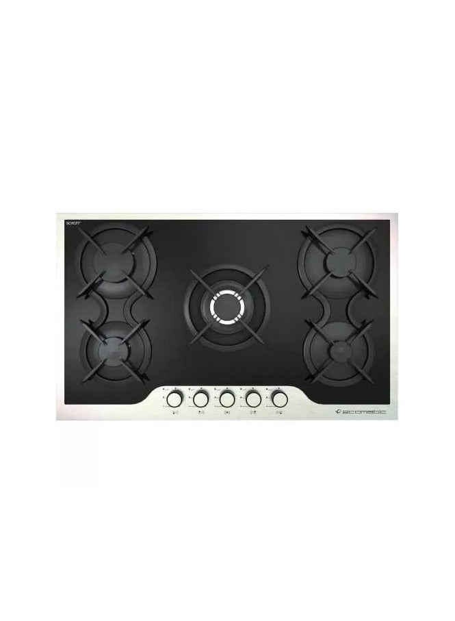 بوتاجاز بلت إن ايكوماتك، غاز، 90 سم، 5 شعلة، S917IDC - اسود