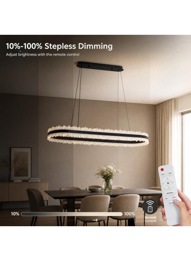 واي دي ثريا خطية عصرية من الكريستال بتقنية LED مع جهاز تحكم عن بعد، وحدة إضاءة معلقة قابلة للتعتيم لغرفة الطعام، جزيرة المطبخ، غرفة المعيشة، إضاءة ديكورية أنيقة - Image 4