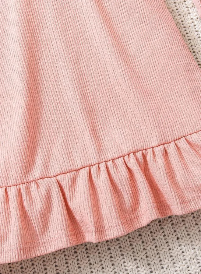 Take Two  Girls Texture Puff Sleeve Ruffle Hem Dress for Women | Best Price UAE