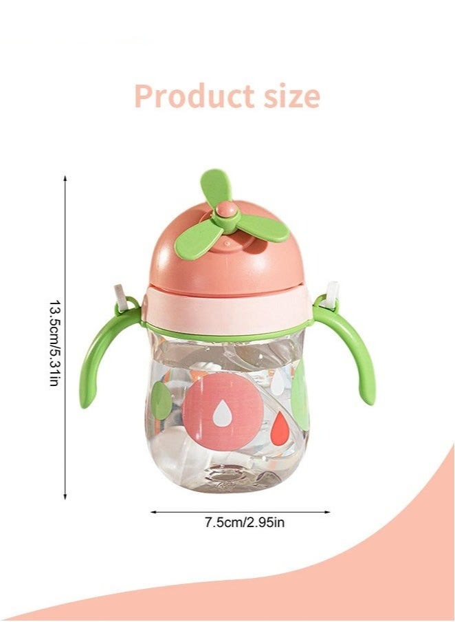 MIXDE Baby Straw Bottle Toddler Water Bottle Sippy Cup for Baby 6-12 Months Baby Straw Cup Sipper Bottle for Kids with Handles 300ml (Pink) - Image 2