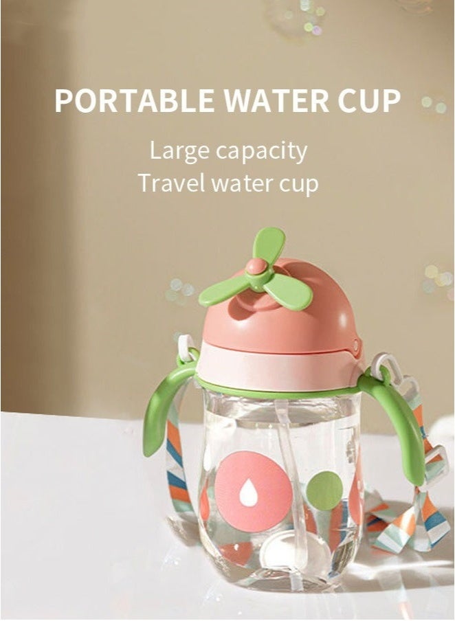MIXDE Baby Straw Bottle Toddler Water Bottle Sippy Cup for Baby 6-12 Months Baby Straw Cup Sipper Bottle for Kids with Handles 300ml (Pink) - Image 1