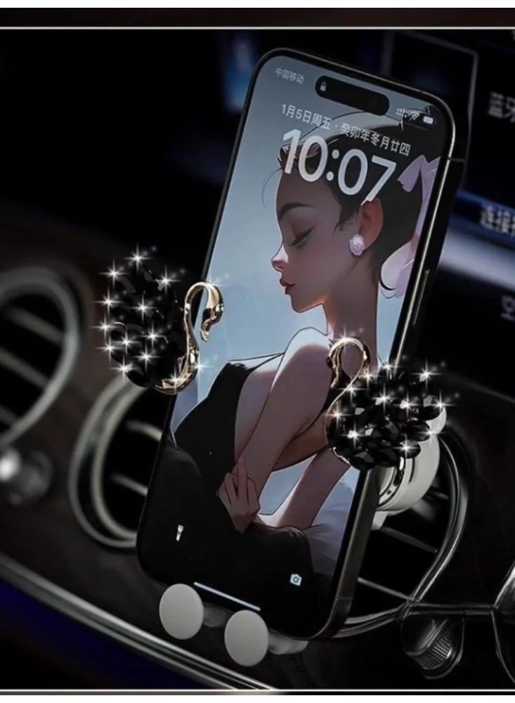 Women’s Diamond Swan Car Phone Holder - Sparkle & Elegance for Gulf Ladies’ Luxury Ride 💎🇸🇦 (Easy Mounting in Seconds) - Image 5
