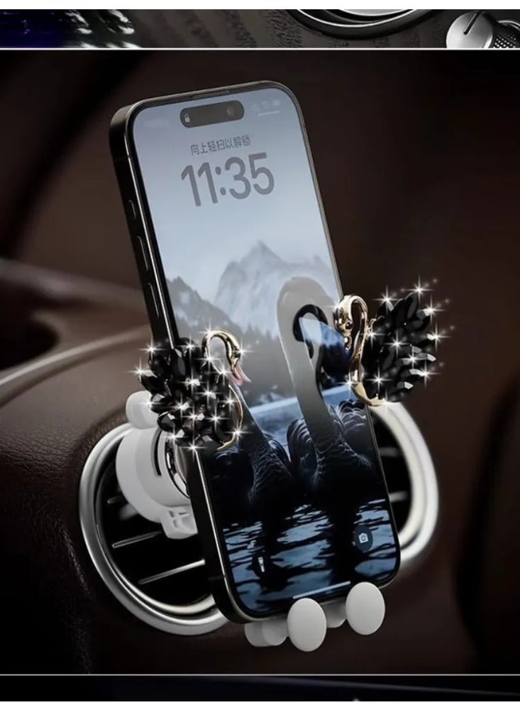Women’s Diamond Swan Car Phone Holder - Sparkle & Elegance for Gulf Ladies’ Luxury Ride 💎🇸🇦 (Easy Mounting in Seconds) - Image 3