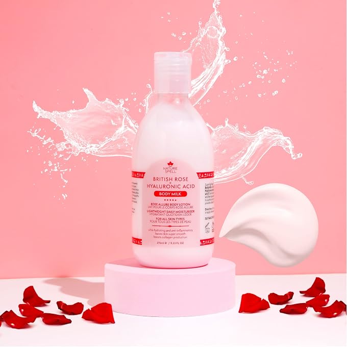 Nature Spell British Rose Body Lotion  Rose Allure Body Milk 276ml - Infused with Hyaluronic Acid - Instant Hydration  Suitable for all Skin Types - 100% Vegan  Made in the UK - Image 3