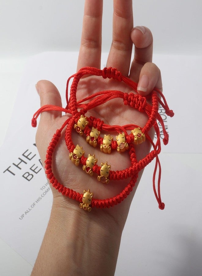 Pingyongchang New Year of Horse Bracelets Handmade Beaded Chinese Zodiac Feng Shui Lucky Amulet Stretch Bracelets Red String Braid Horse Charms Bracelet for Women-3P - Image 2