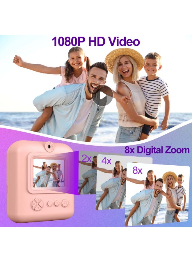 Kids Instant Print Camera 48MP Dual Lens Digital Camera For Boys Girls,1080P HD Video 8X Zoom,One-Click Print 3 Print Modes,Flash Color Filters Frames Stickers MP3 Player 5 Games,Portable Kids Toy Camera Perfect Birthday Christmas Easter Gift - Image 4