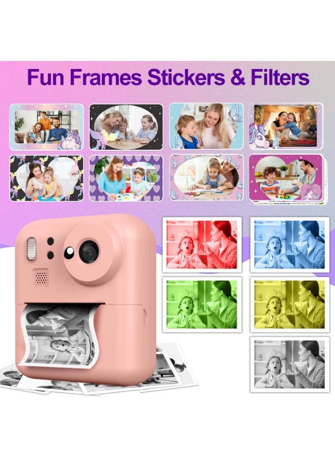 Kids Instant Print Camera 48MP Dual Lens Digital Camera For Boys Girls,1080P HD Video 8X Zoom,One-Click Print 3 Print Modes,Flash Color Filters Frames Stickers MP3 Player 5 Games,Portable Kids Toy Camera Perfect Birthday Christmas Easter Gift - Image 5
