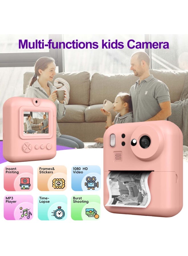 Kids Instant Print Camera 48MP Dual Lens Digital Camera For Boys Girls,1080P HD Video 8X Zoom,One-Click Print 3 Print Modes,Flash Color Filters Frames Stickers MP3 Player 5 Games,Portable Kids Toy Camera Perfect Birthday Christmas Easter Gift - Image 3