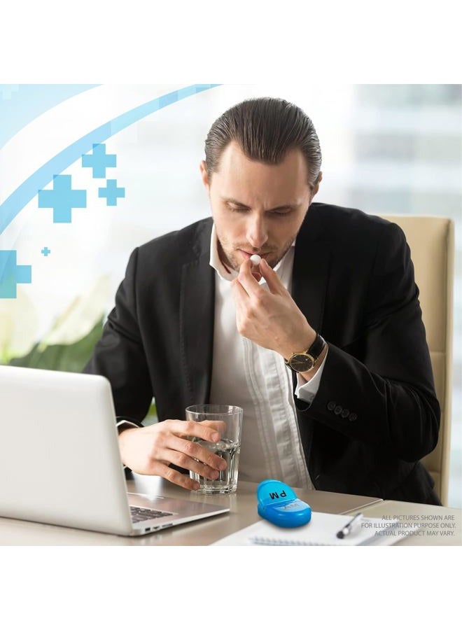 Deke Home Pill Organizer AM PM, 2 Compartment Pill Box for Pocket or Purse, Small Daily Medicine Case, Travel Pill Holder, Easy Open Pill Container, Vitamins & Supplements (Blue, Pack of 2) - Image 3