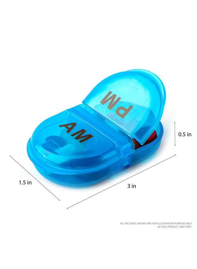 Deke Home Pill Organizer AM PM, 2 Compartment Pill Box for Pocket or Purse, Small Daily Medicine Case, Travel Pill Holder, Easy Open Pill Container, Vitamins & Supplements (Blue, Pack of 2) - Image 2