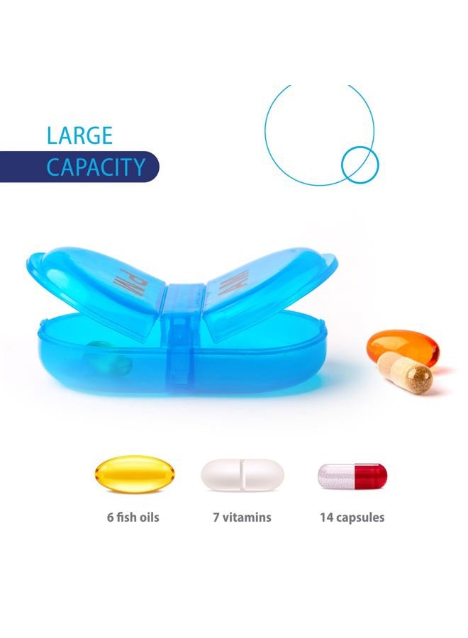 Deke Home Pill Organizer AM PM, 2 Compartment Pill Box for Pocket or Purse, Small Daily Medicine Case, Travel Pill Holder, Easy Open Pill Container, Vitamins & Supplements (Blue, Pack of 2) - Image 4