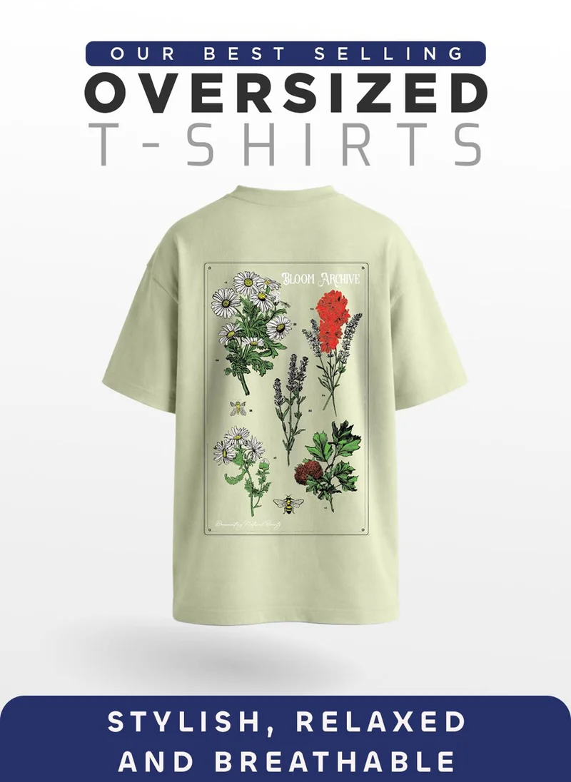NOBERO Aloe Green Men Oversized Printed T-shirt for Men | Best Price UAE