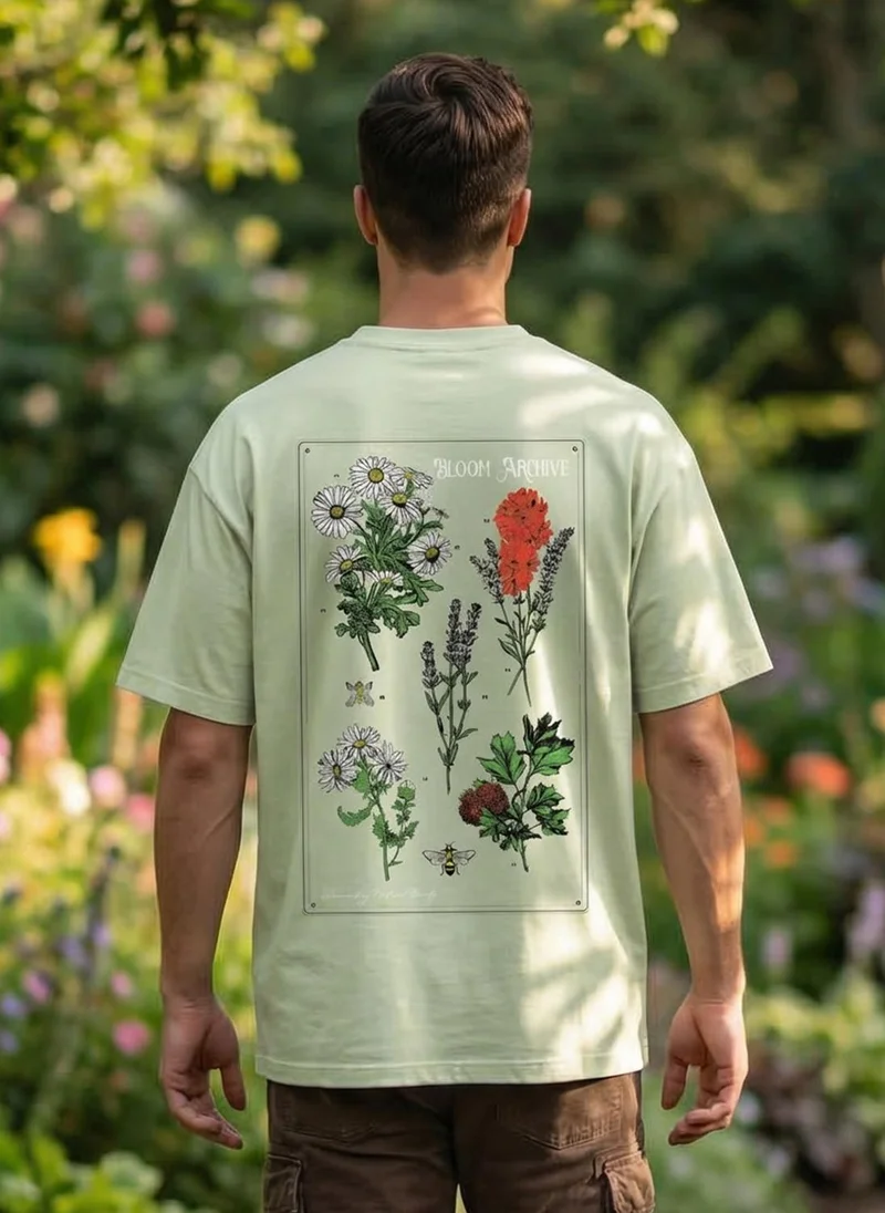 نوبيرو Men Oversized Printed T-shirt