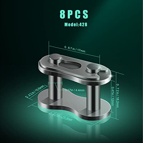 AIEX 8pcs #428 Chain Master Links, Steel Alloy Heavy Duty Roller Chain Connector Links for Bike Bicycle Mini Bike Karting Pit ATV Scooter - Image 2