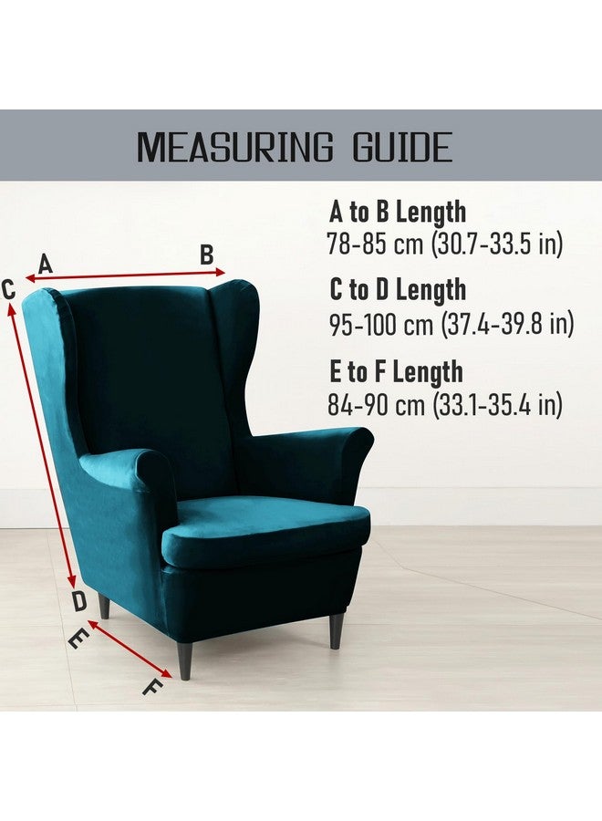 HOKIPO Original Velvet Wingback Chair Cover, Stretch Fitted, Removable Washable Furniture Protector Slipcover, Peacock Blue (AR-4761-PBLU) - Image 5