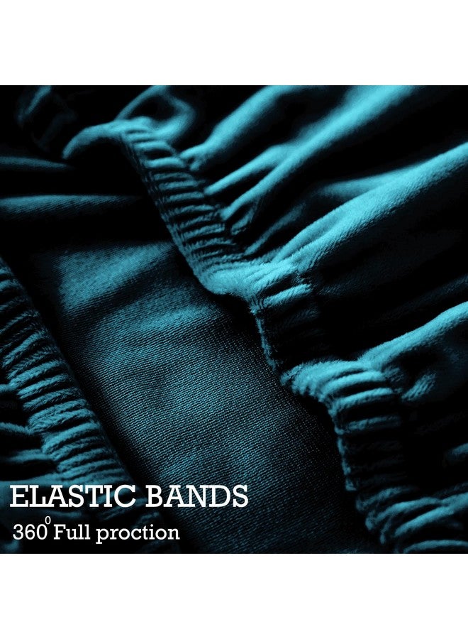 HOKIPO Original Velvet Wingback Chair Cover, Stretch Fitted, Removable Washable Furniture Protector Slipcover, Peacock Blue (AR-4761-PBLU) - Image 4