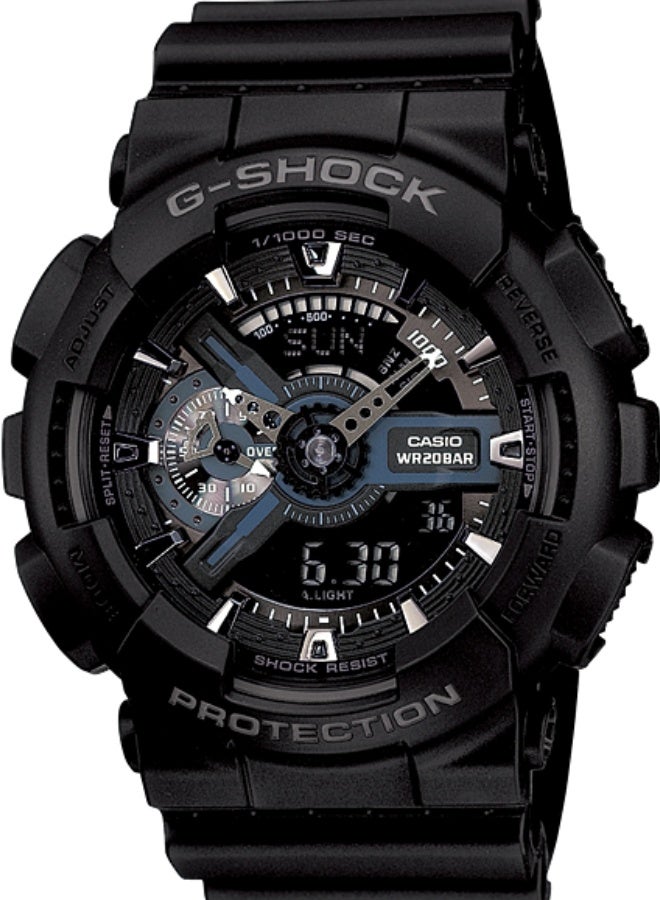 كاسيو ساعة كاسيو جي شوك للرجال، تناظرية/رقمية، توقيت عالمي، مينا سوداء، GA-110-1B - Image 1