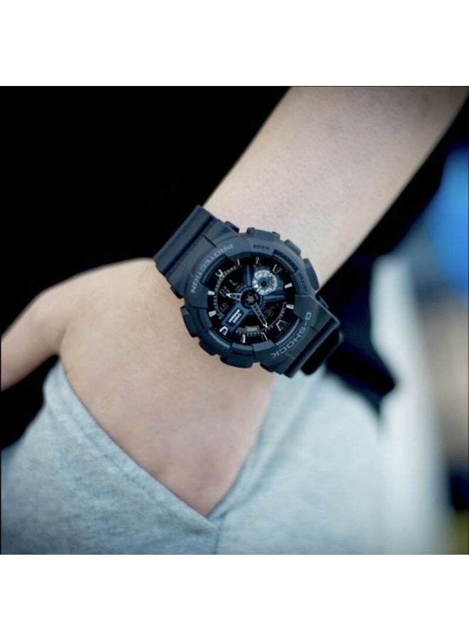 كاسيو ساعة كاسيو جي شوك للرجال، تناظرية/رقمية، توقيت عالمي، مينا سوداء، GA-110-1B - Image 4