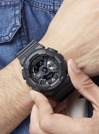 G Shock Casio Watch for Men Analog-Digital World Time Black Dial GA-110-1B - view 3