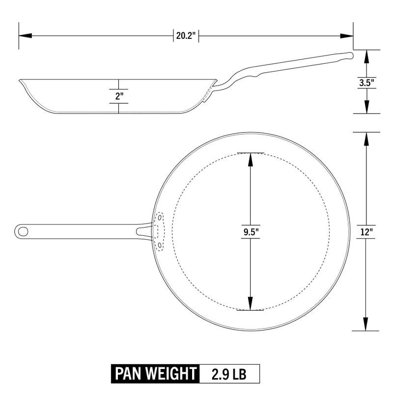 Heritage Steel x Eater 12 Inch Frying Pan | Made in USA | 5-Ply Fully Clad Stainless Steel Pan | Stay Cool Handle Design | Induction Ready & Non-Toxic Pan - Image 3