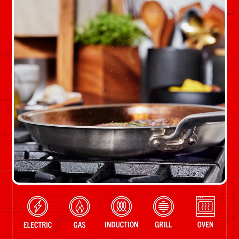 Heritage Steel x Eater 12 Inch Frying Pan | Made in USA | 5-Ply Fully Clad Stainless Steel Pan | Stay Cool Handle Design | Induction Ready & Non-Toxic Pan - Image 5