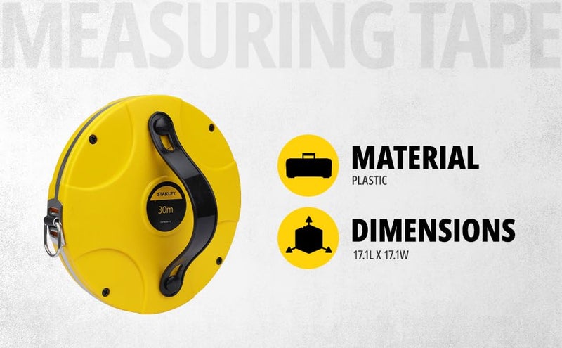Stanley STHT38530-812, 30m Plastic Long Measuring Tape for Home, DIY, Professional & Industrial Use, YELLOW & BLACK - Image 4