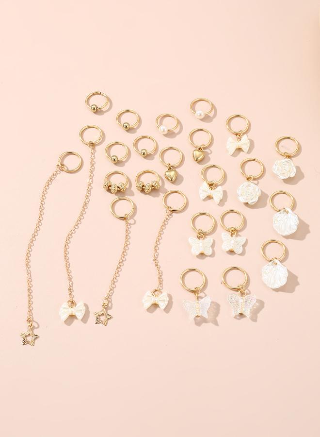 تايك تو مجموعة من 24 خاتم شعر منمق - Image 1