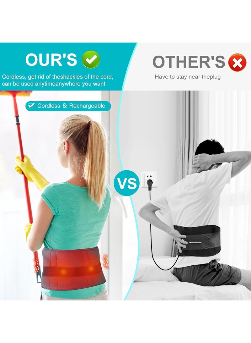 Loquat Cordless Heating Pad for Back Pain ReliefLumbar Massaager with Heat, Heated BackBelt Abdomen Warmer Lumbar Support,Rechargeable Heating Massage - Image 5