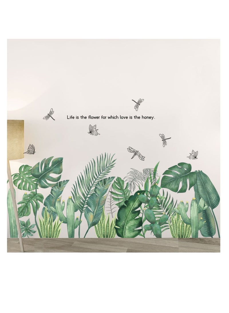 SISGL Palm Tree Cactus Wall Decals Green Potted Wall Art Mural Decor Monstera Palms Tree Leaf Wallpaper Removable Tropical Plants Tree Leaves Wall Stickers For Kids Room Living Room TV Background Bedroom - Image 4