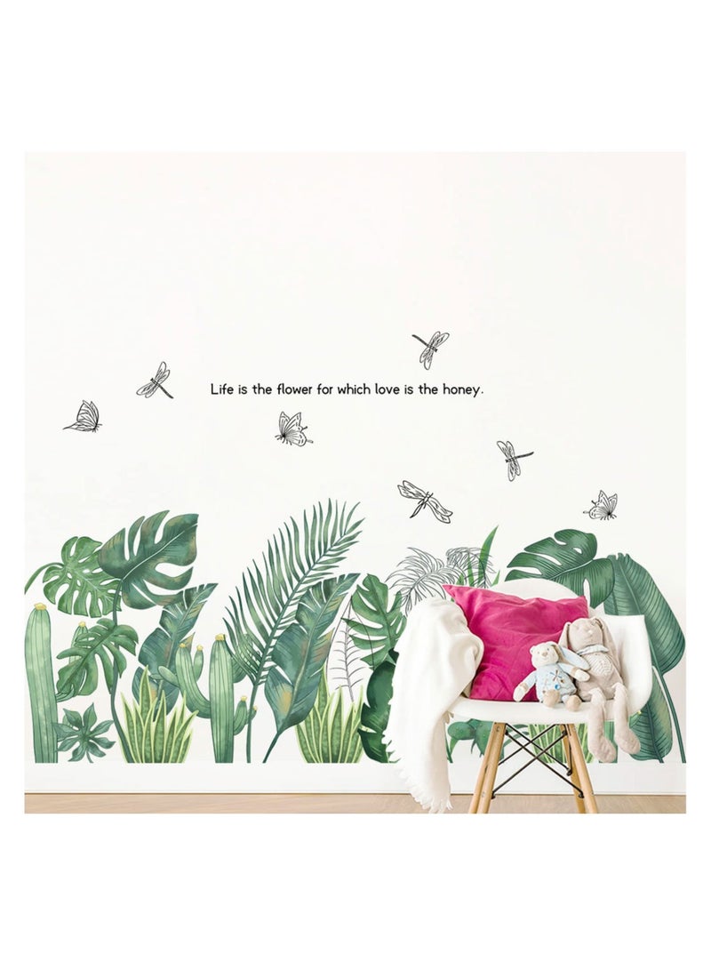 SISGL Palm Tree Cactus Wall Decals Green Potted Wall Art Mural Decor Monstera Palms Tree Leaf Wallpaper Removable Tropical Plants Tree Leaves Wall Stickers For Kids Room Living Room TV Background Bedroom - Image 5