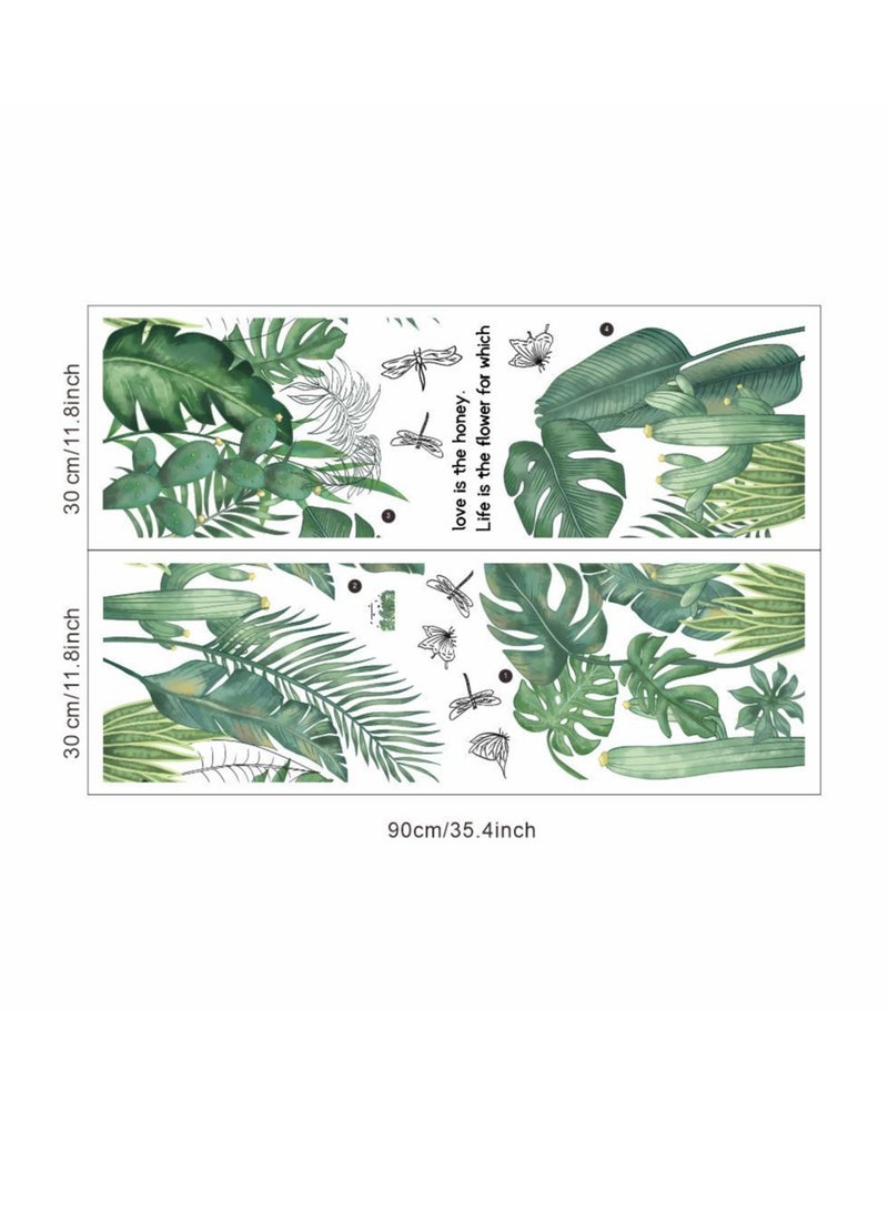 SISGL Palm Tree Cactus Wall Decals Green Potted Wall Art Mural Decor Monstera Palms Tree Leaf Wallpaper Removable Tropical Plants Tree Leaves Wall Stickers For Kids Room Living Room TV Background Bedroom - Image 3