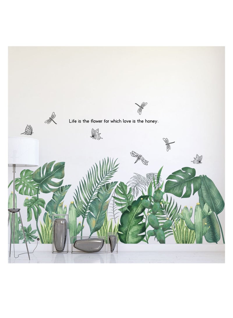 SISGL Palm Tree Cactus Wall Decals Green Potted Wall Art Mural Decor Monstera Palms Tree Leaf Wallpaper Removable Tropical Plants Tree Leaves Wall Stickers For Kids Room Living Room TV Background Bedroom - Image 1