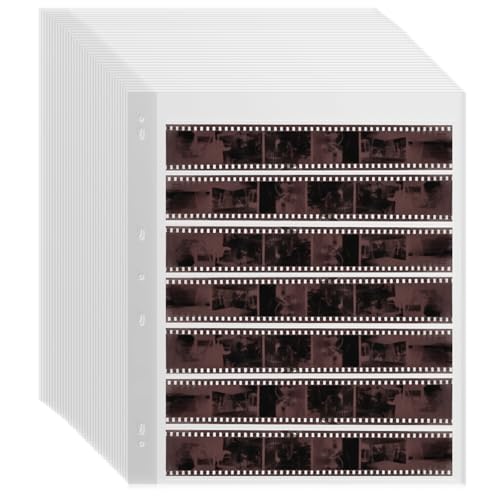 KDIMSY 100 Pcs 35mm Film Negative Sleeves Film Negative Storage Presentation Materials 35mm Size Negative Pages Holds Seven Strips of Six Frames Help You Collect and Organize Film - Image 1