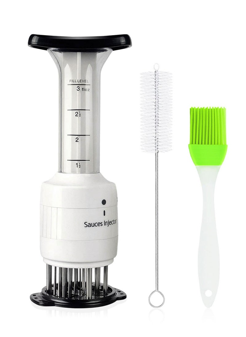 Syarme Meat Injector, Meat Tenderizer Needle Food syringe 90ml for Kitchen, Cooking, Baking, Outdoor BBQ, Etc. Including Food Injector Syringe, Oil Brush and Cleaning Brush  - Image 1