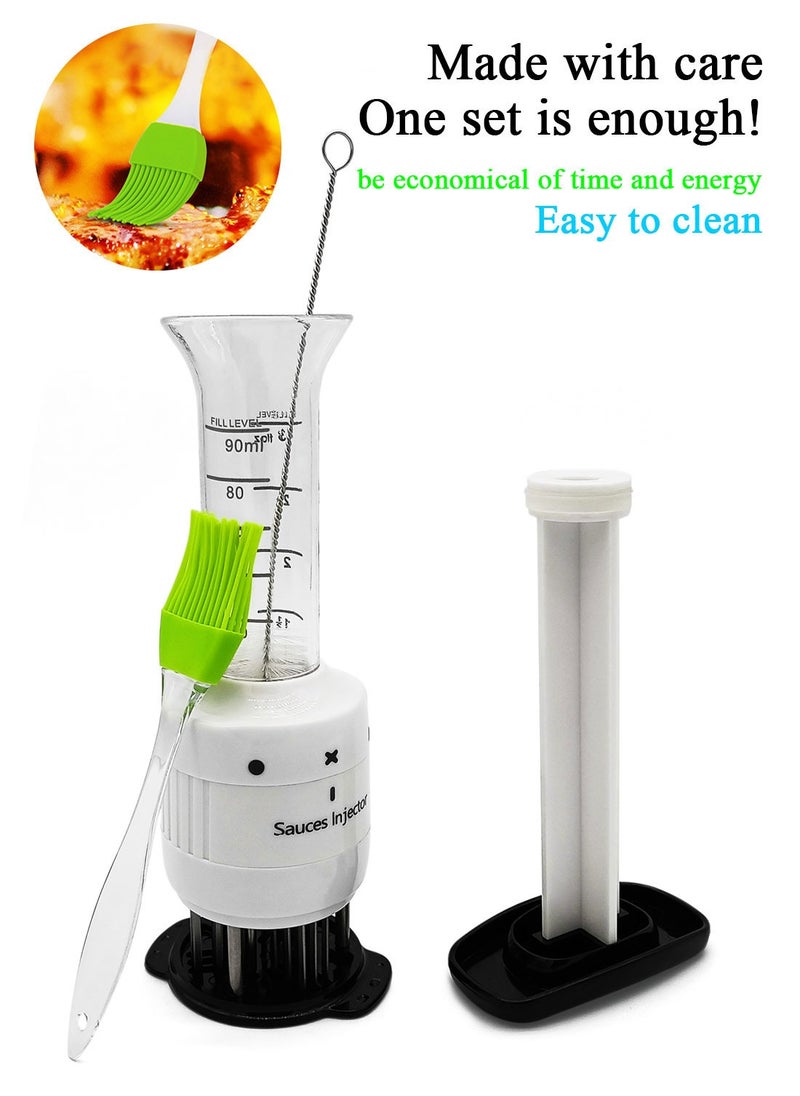 Syarme Meat Injector, Meat Tenderizer Needle Food syringe 90ml for Kitchen, Cooking, Baking, Outdoor BBQ, Etc. Including Food Injector Syringe, Oil Brush and Cleaning Brush  - Image 4