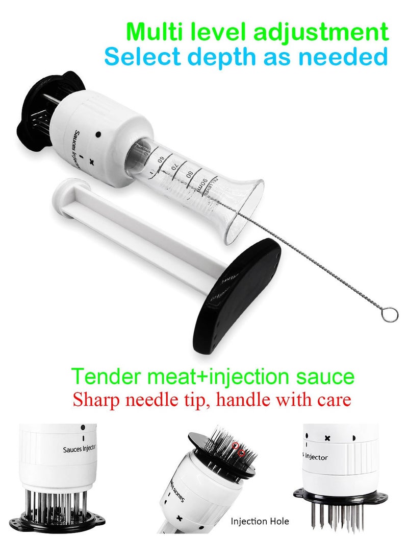 Syarme Meat Injector, Meat Tenderizer Needle Food syringe 90ml for Kitchen, Cooking, Baking, Outdoor BBQ, Etc. Including Food Injector Syringe, Oil Brush and Cleaning Brush  - Image 5