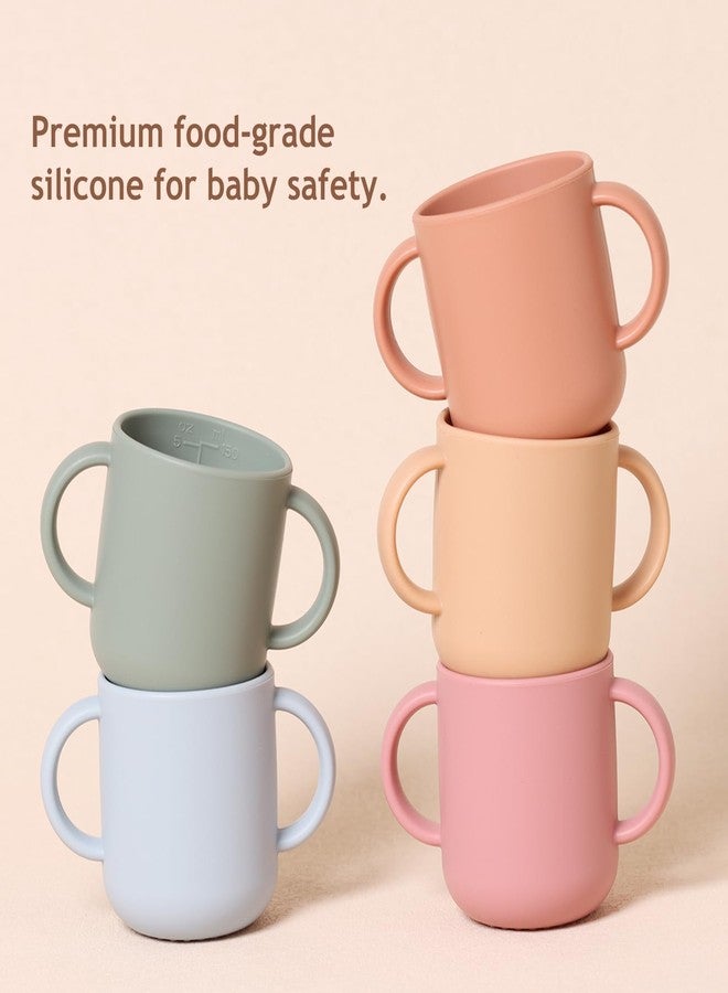 ROCCED Silicone Training Cup for Infants 2 Handles, Toddler Learning Cup Baby Drinking Open Cups Easy Grip Handles Toddler Cup for 6 Months+ 150ml/5oz-Pale Mauve - Image 5