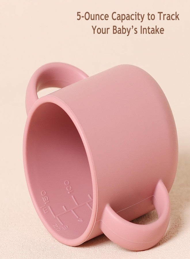 ROCCED Silicone Training Cup for Infants 2 Handles, Toddler Learning Cup Baby Drinking Open Cups Easy Grip Handles Toddler Cup for 6 Months+ 150ml/5oz-Pale Mauve - Image 2