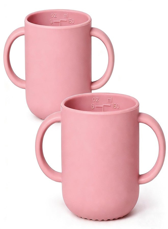 ROCCED Silicone Training Cup for Infants 2 Handles, Toddler Learning Cup Baby Drinking Open Cups Easy Grip Handles Toddler Cup for 6 Months+ 150ml/5oz-Pale Mauve - Image 1