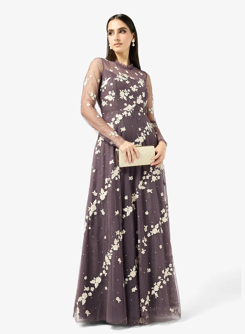Frock And Frill  Embroidered Long Sleeve Maxi Dress for Women | Best Price UAE