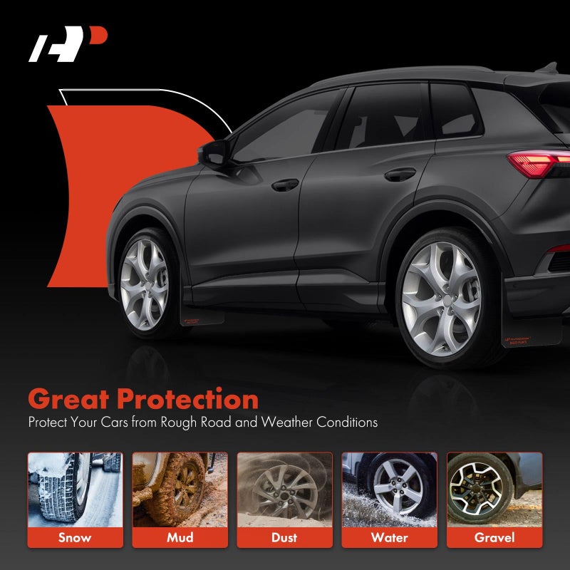 A-Premium 4 Pcs Black Universal Splash Guards Mud Flaps Mudflaps Mudguard Fender Flares for Car Pickup Truck SUV with Hardware Front and Rear - Image 5