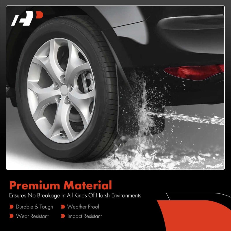 A-Premium 4 Pcs Black Universal Splash Guards Mud Flaps Mudflaps Mudguard Fender Flares for Car Pickup Truck SUV with Hardware Front and Rear - Image 2