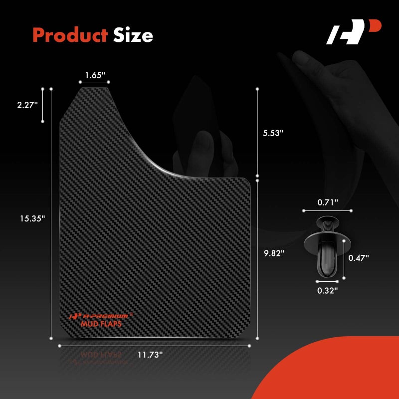 A-Premium 4 Pcs Black Universal Splash Guards Mud Flaps Mudflaps Mudguard Fender Flares for Car Pickup Truck SUV with Hardware Front and Rear - Image 3