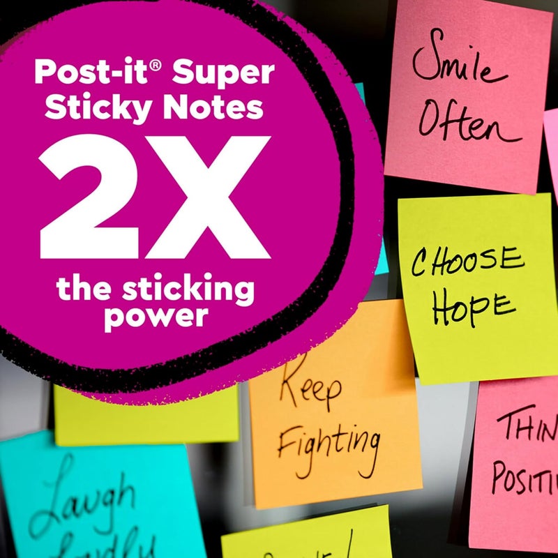 Post It Super Sticky Notes, 4x6 in, 5 Pads, 2X The Sticking Power, Canary Yellow, Recyclable (Pack of 8) - Image 3