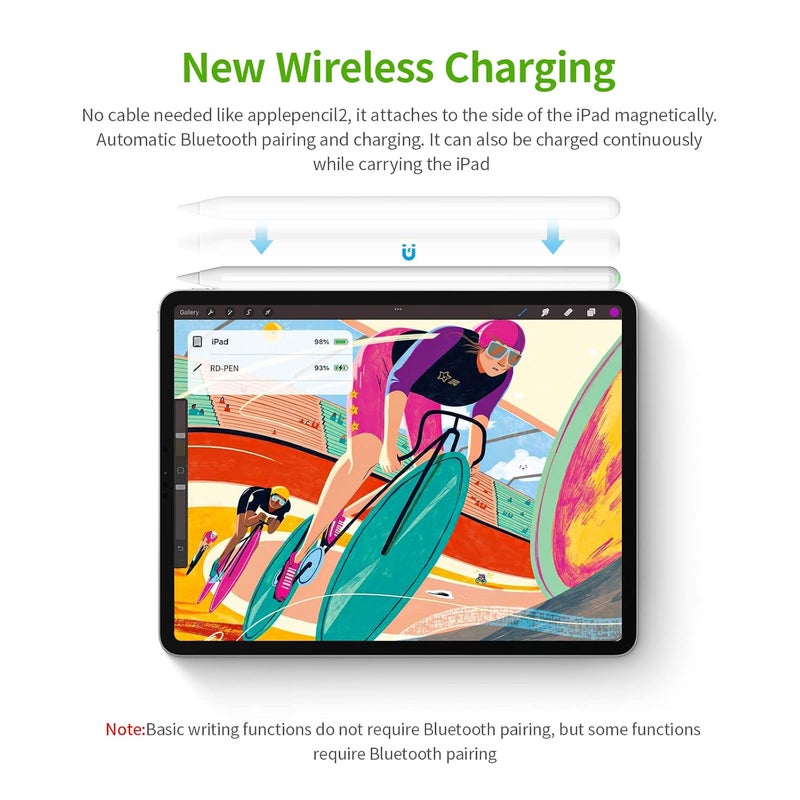 Kingone Wireless Charging Pencil for iPad with Magnetic Charging, only Compatible with for Apple iPad Pro (11/12.9" ), iPad Air 4th/5th Gen, iPad mini 6th Gen, Not Support on 2024/2025 New iPad, White - Image 4